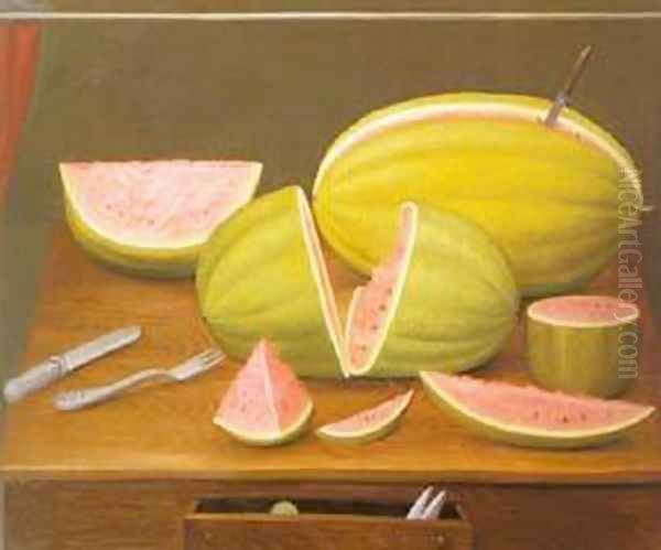 Watermelon 1989 Oil Painting by Fernando Botero