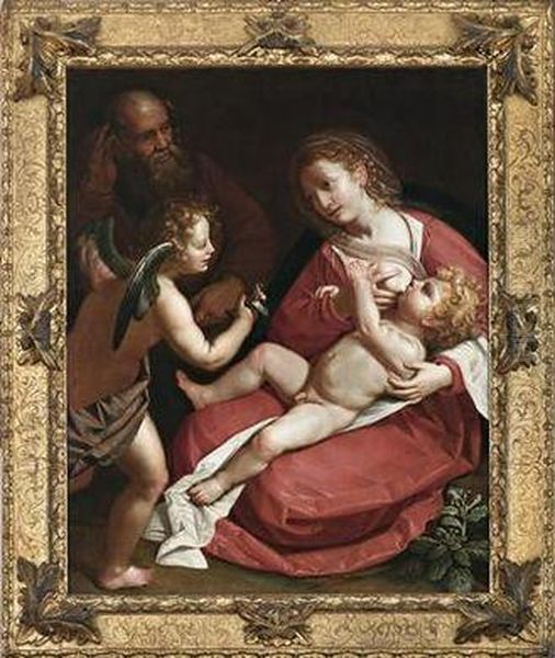 The Holy Family With An Angel Oil Painting by Alessandro Turchi