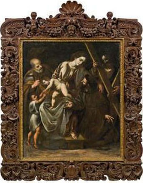 Heilige Familie Mit Hl. Franziskus Und Hl. Andreas Oil Painting by Alessandro Turchi