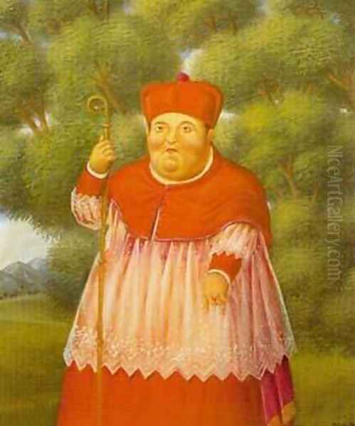 The Bishop in the Woods 1996 Oil Painting by Fernando Botero