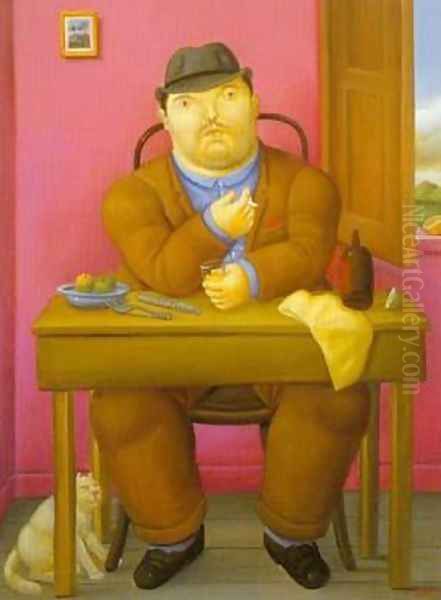 Man at The Table 1996 Oil Painting by Fernando Botero