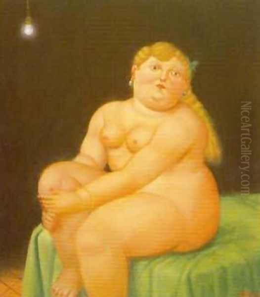 Woman Seated on Bed 1996 Oil Painting by Fernando Botero