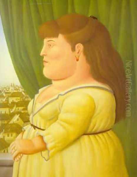 Woman at the Window 1997 Oil Painting by Fernando Botero