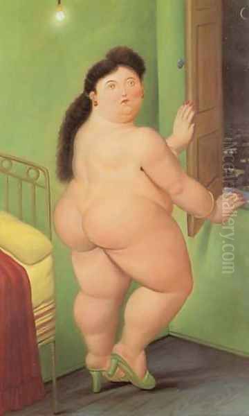 Woman in Front of The Window 1990 Oil Painting by Fernando Botero