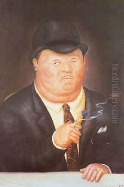 Man Smoking 1973 Oil Painting by Fernando Botero