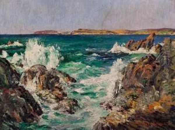 Crashing Waves Oil Painting by George Turland