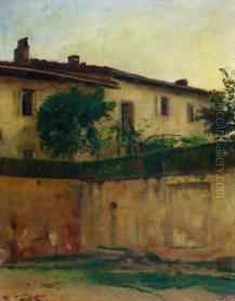 Cavoretto - Casa Parrocchiale Oil Painting by Celestino Turletti