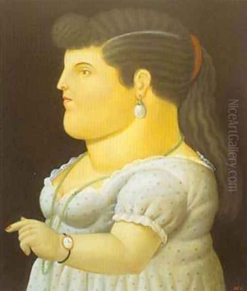 Woman in Profile 1996 Oil Painting by Fernando Botero