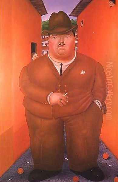 The Street Oil Painting by Fernando Botero