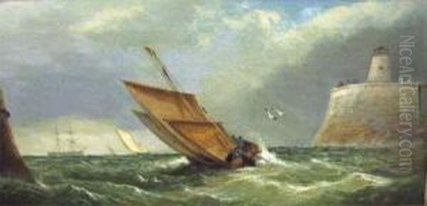 Shipping In A Harbour Oil Painting by C. Turner