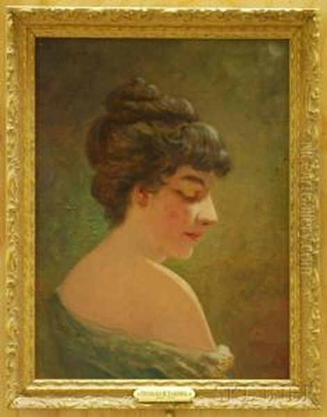 Female Portrait Oil Painting by Charles Henry Turner