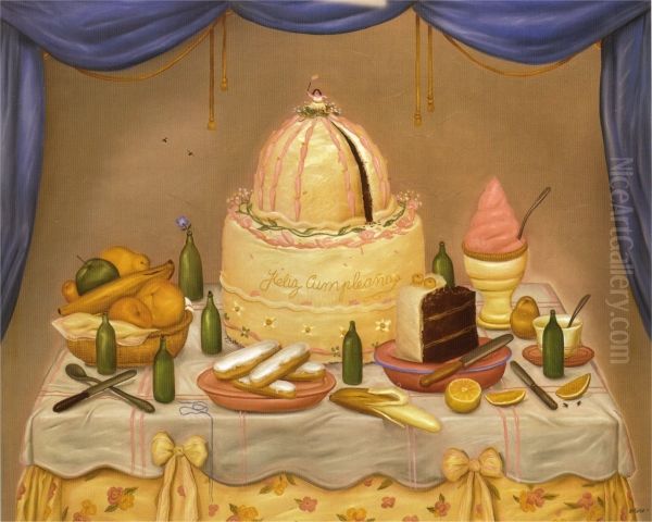 Happy Birthday 1971 Oil Painting by Fernando Botero