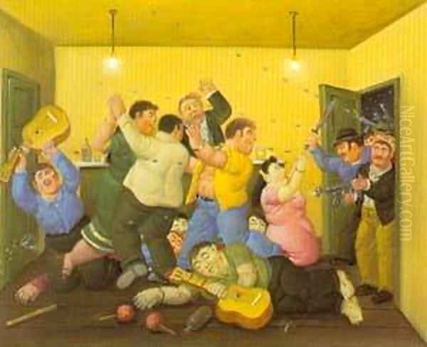 Massacre On The Best Corner 1997 Oil Painting by Fernando Botero