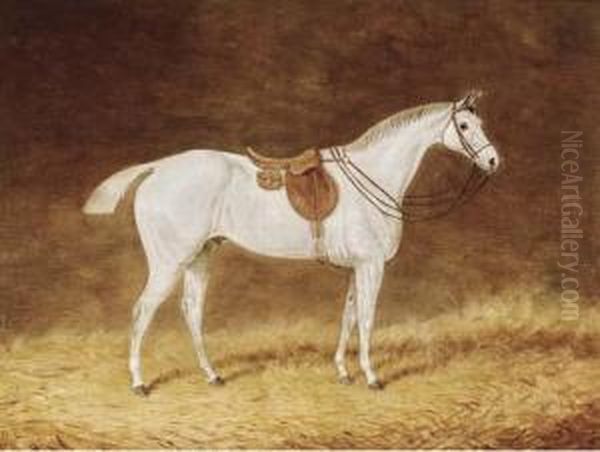 A Saddled Grey Hunter In A Stable; And A Saddled Bay Hunter In Astable Oil Painting by Joseph Mallord William Turner