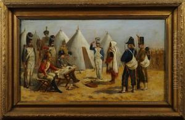 Napoleon Vid Harlager Oil Painting by E. P. Turner