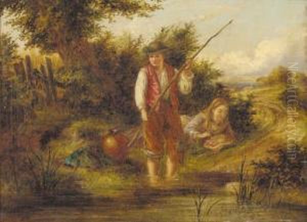 Fishing With A Loved One Oil Painting by Frank James Turner