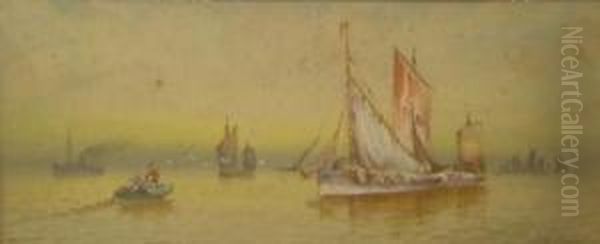 Marine With Fishermen Oil Painting by G.A. Turner