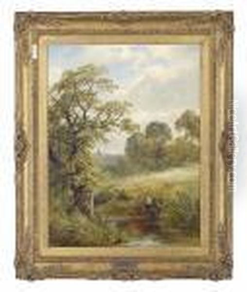 A Brook At Barrow Oil Painting by George Turner