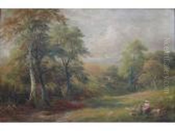 Happy Days By The Brook Oil Painting by George Turner