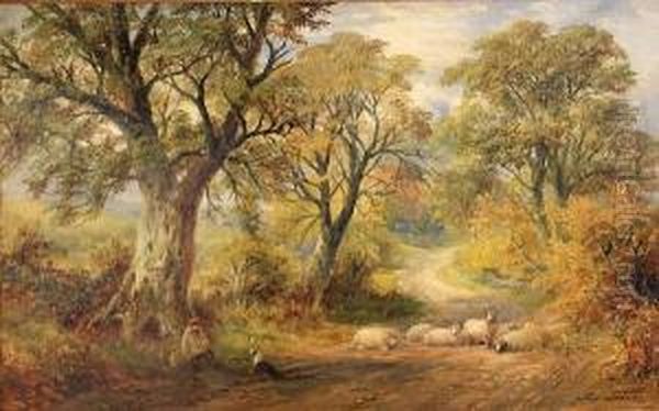 A Lane Near Bradbourne, Derbyshire Oil Painting by George Turner