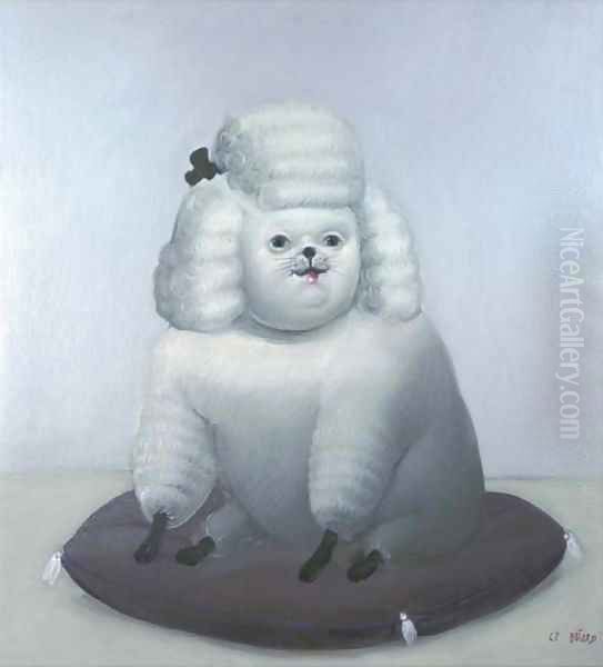 Poodle Oil Painting by Fernando Botero