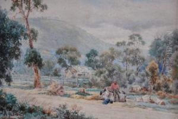 resting Along The Wallaby Oil Painting by James Alfred Turner