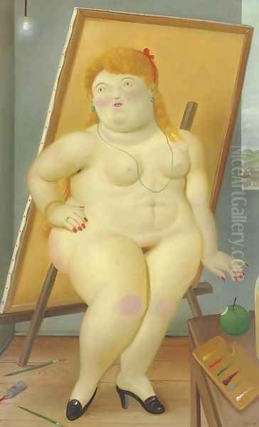 The Model Oil Painting by Fernando Botero