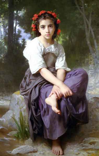 Au Bord Du Ruisseau (At the Edge of the River) Oil Painting by William-Adolphe Bouguereau