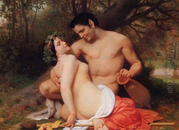 Faun and Bacchante Oil Painting by William-Adolphe Bouguereau