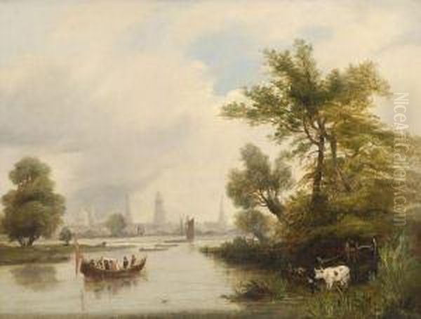 A University Boat Race Oil Painting by William Turner