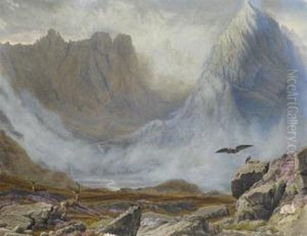 Loat O'corry And Hart O'corry Near The Highest Peaks Of The Cuchullins, Isle Of Skye. Oil Painting by William Turner