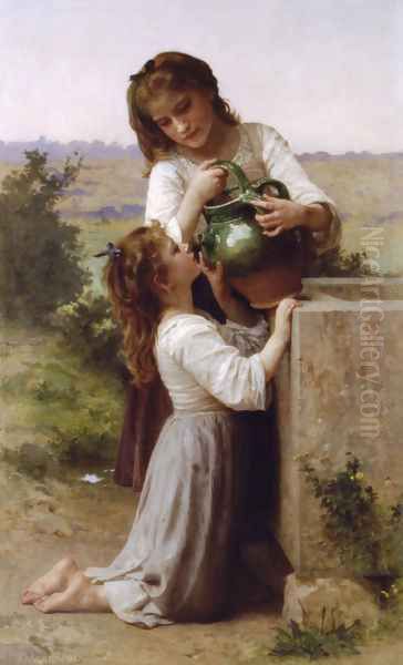 A la Fontaine (At the Fountain) Oil Painting by William-Adolphe Bouguereau