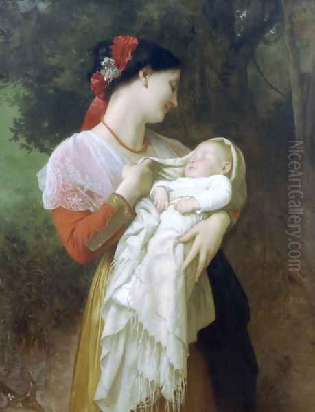 Admiration Maternelle (Maternal Admiration) Oil Painting by William-Adolphe Bouguereau