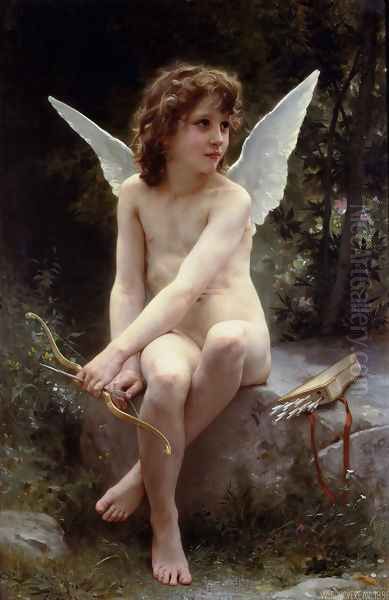 Amour a l'affut (Love on the Look Out) Oil Painting by William-Adolphe Bouguereau