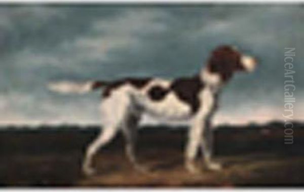 Setter In A Landscape Oil Painting by W.H.M. Turner