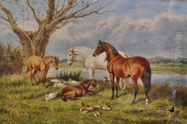 Horses Oil Painting by William Eddowes Turner