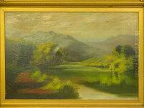 Welsh River Landscape Oil Painting by William Eddowes Turner