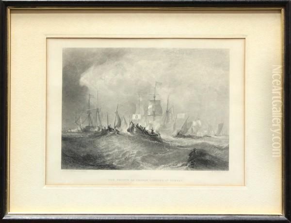 The Prince Of Orange Landing At Torbay Oil Painting by William Eddowes Turner