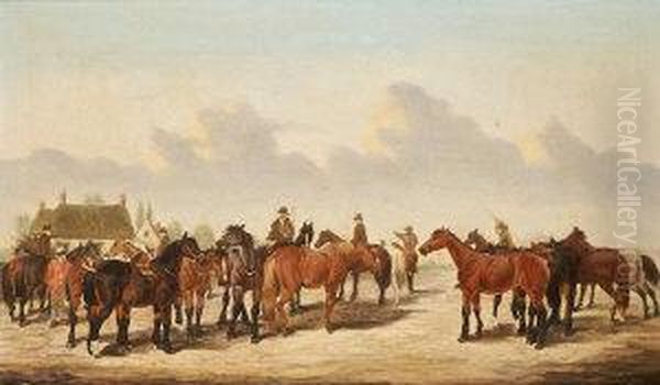 An Irish Horse Fair Oil Painting by William Henry M. Turner