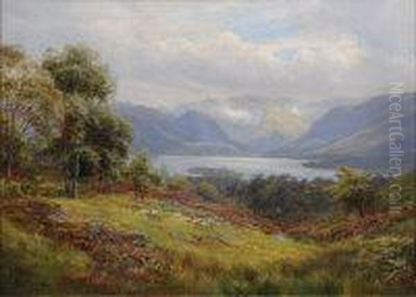 Summer - Noon Derwent Water 
 And Scawfell Oil Painting by William Lakin Turner