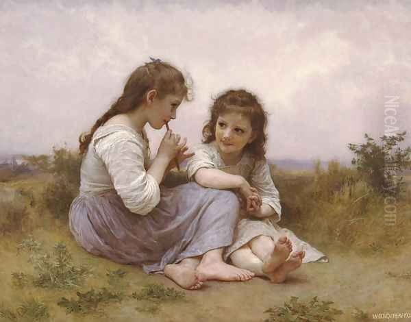 A Childhood Idyll Oil Painting by William-Adolphe Bouguereau