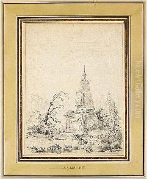 Landscape With Monument Oil Painting by Henri Roland L. Turpin De Crisse