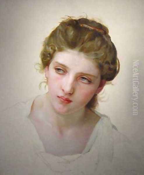 Étude de Tête de Femme Blonde de Face (Study of the Head of a Blonde Woman) Oil Painting by William-Adolphe Bouguereau