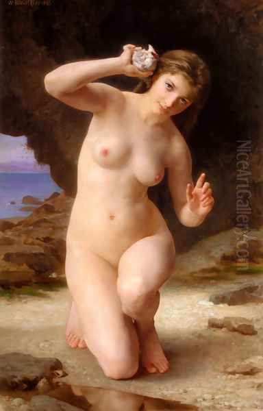 Femme au Coquillage (Woman with Seashell) Oil Painting by William-Adolphe Bouguereau