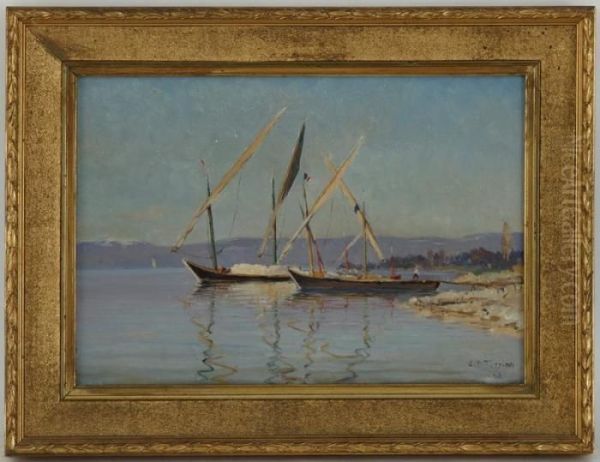 Le Lac Saint-sulpice Oil Painting by Emile David Turrian