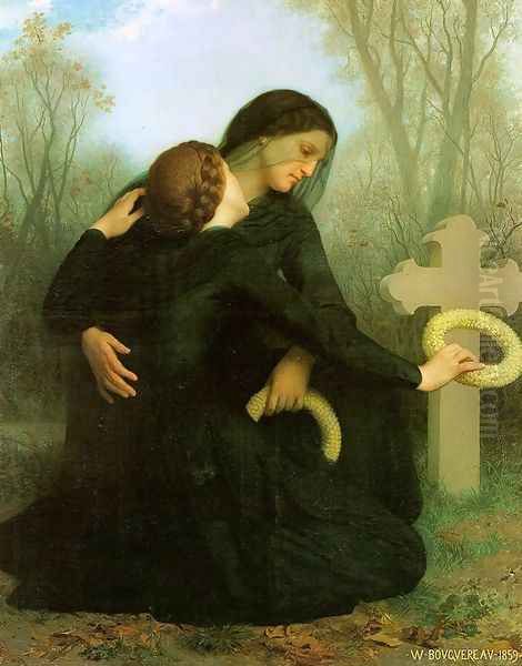 All Saints' Day (Le jour des morts) 1859 Oil Painting by William-Adolphe Bouguereau