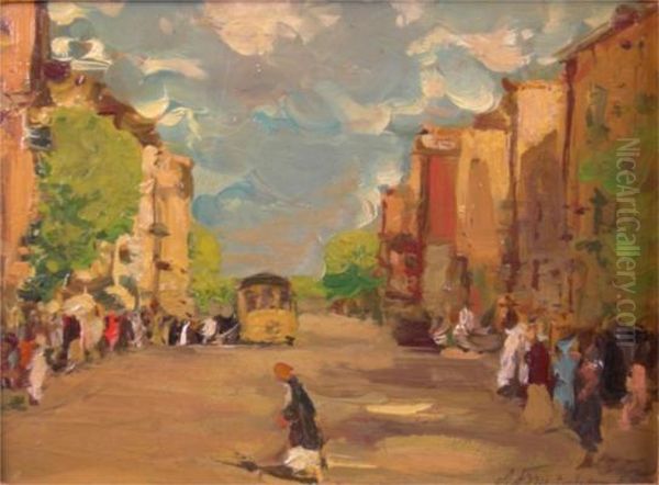 Strada Di Mosca. Bolshaya Nikitskaya Oil Painting by Leonard Viktorovich Turzhanky