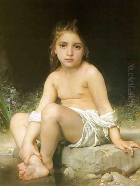 Child at Bath 1886 Oil Painting by William-Adolphe Bouguereau