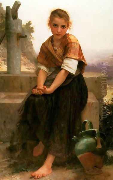 La Cruche Cassée (The Broken Pitcher) Oil Painting by William-Adolphe Bouguereau