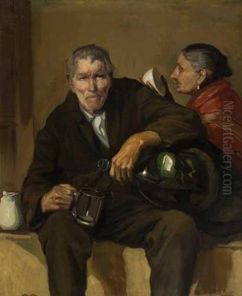 Pareja De Ancianos Oil Painting by Salvador Tuset Tuset